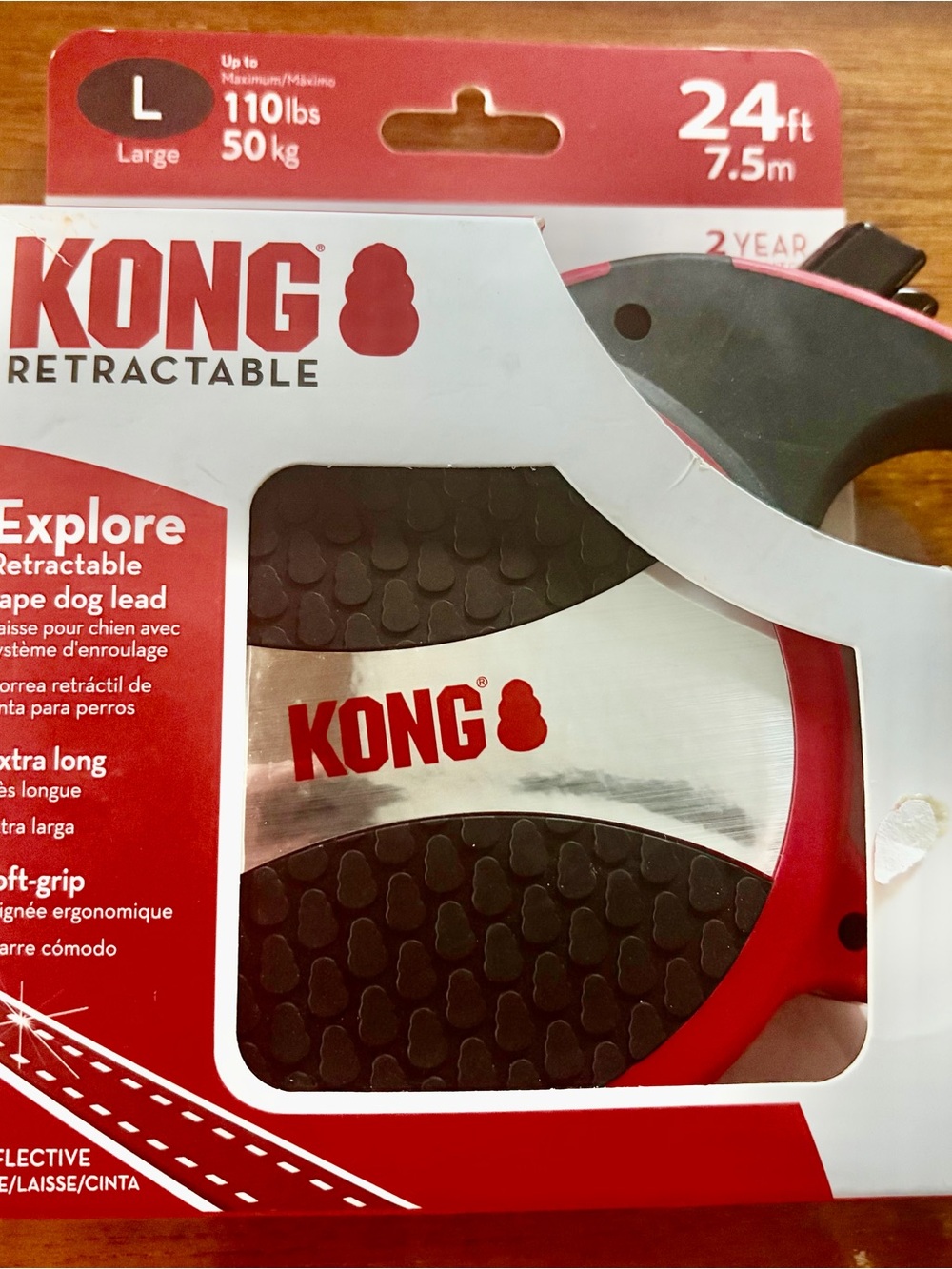 Kong Retractable Dog Leash Red and Black Large 24 ft, New, still in packaging